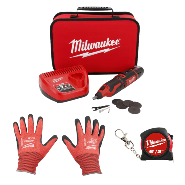 PM2460-21 KIT DE MOTO-TOOL M12 + GUANTES CUT LEVEL 4 + FLEXÓMETRO GRATIS MILWAUKEE