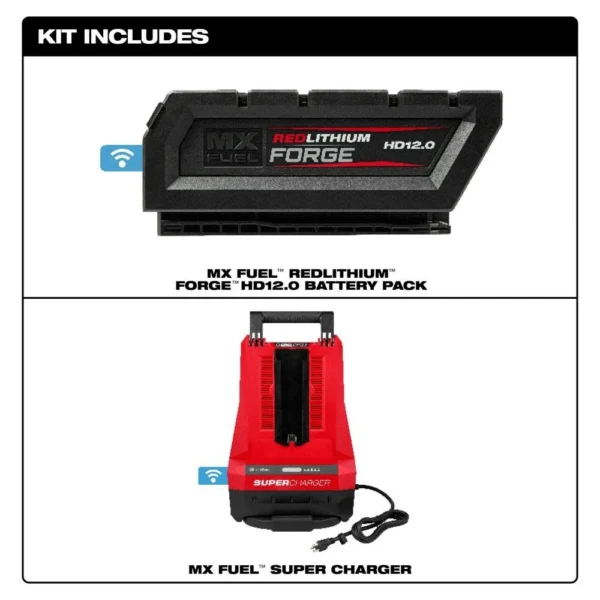 MXFSC1HD12 KIT DE SUPERCARGADOR Y BATERÍA FORGE HD 12 AMP MILWAUKEE MX FUEL - Image 2
