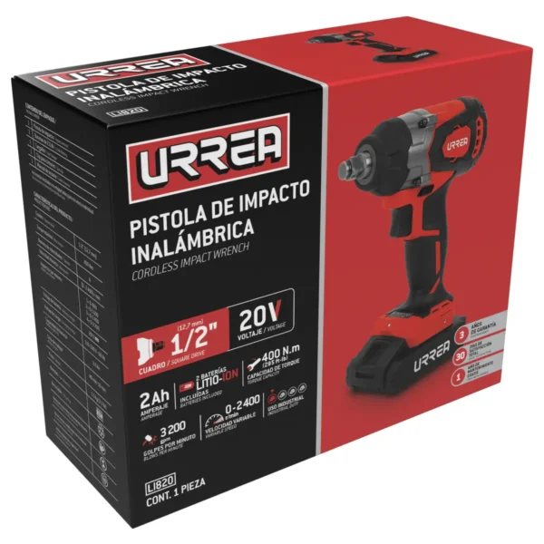 LI820 KIT DE LLAVE DE IMPACTO 1/2" 20V URREA - Image 2