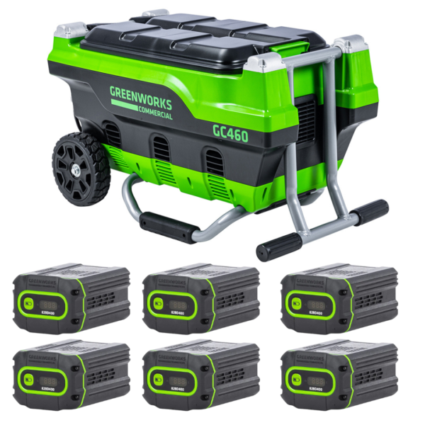 COMBO CARGADOR Y 6 BATERÍAS 82V GREENWORKS