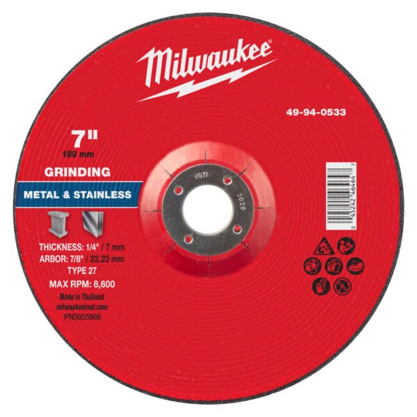 49-94-0533 DISCO DE DESBASTE 7″ MILWAUKEE - MICRA HERRAMIENTAS