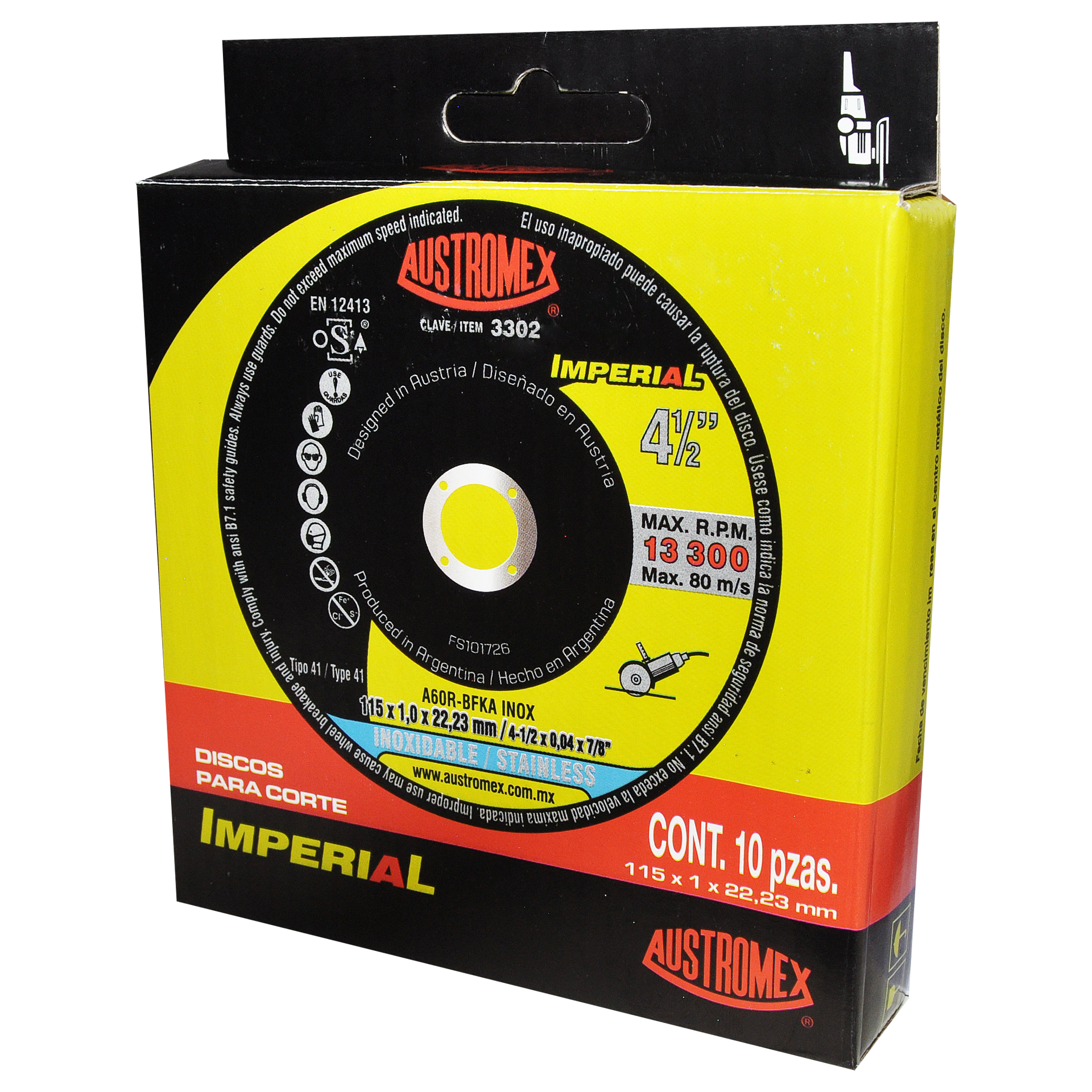 330201 DISCO DE CORTE INOX 115MM AUSTROMEX