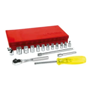 47111 JUEGO DE DADOS Y ACCESORIOS CUADRO DE 1/4" EN PULGADAS, 17 PIEZAS URREA