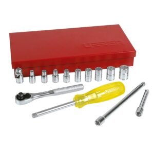 47112 JUEGO DE DADOS Y ACCESORIOS CUADRO DE 1/4" EN PULGADAS, 16 PIEZAS URREA