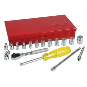 47205 JUEGO DE DADOS Y ACCESORIOS CUADRO DE 1/4" MÉTRICO, 18 PIEZAS URREA