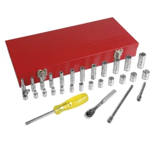 47206 JUEGO DE DADOS Y ACCESORIOS CUADRO DE 1/4" MÉTRICO, 30 PIEZAS URREA