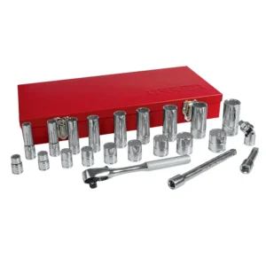 52136 JUEGO DE DADOS Y ACCESORIOS CUADRO DE 3/8" EN PULGADAS 12 PUNTAS, 23 PIEZAS URREA
