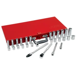 52220 JUEGO DE DADOS Y ACCESORIOS CUADRO DE 3/8" MÉTRICO 6 PUNTAS, 30 PIEZAS URREA