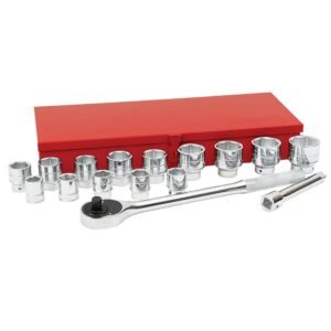 55100H JUEGO DE DADOS Y ACCESORIOS CUADRO DE 3/4" EN PULGADAS, 17 PIEZAS URREA
