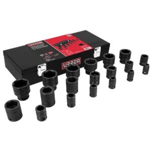 7401C JUEGO DE DADOS DE IMPACTO CUADRO DE 1/2", 6 PUNTAS, EN PULGADAS, 19 PIEZAS EN CAJA URREA