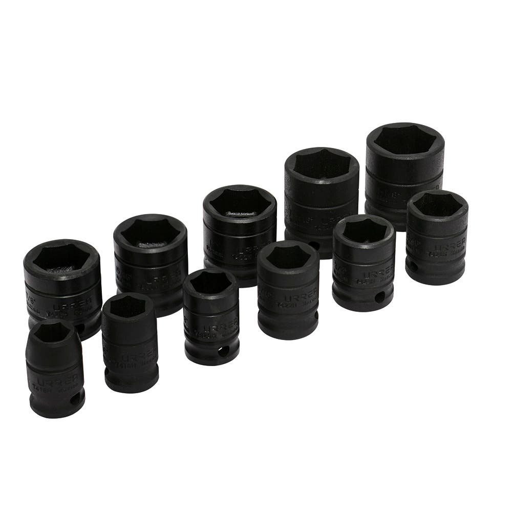 74102 JUEGO DE DADOS DE IMPACTO CUADRO DE 1/2", 6 PUNTAS, EN PULGADAS, 11 PIEZAS URREA