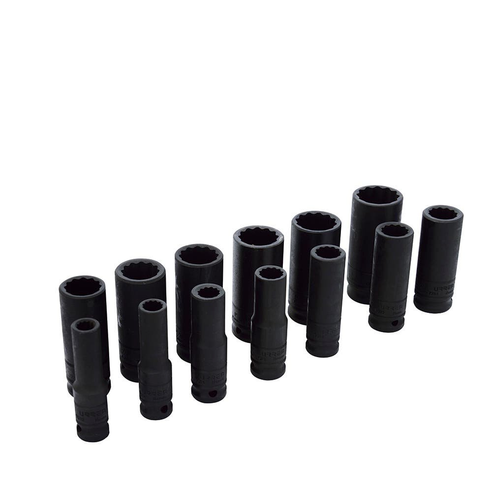 74103 JUEGO DE DADOS LARGOS DE IMPACTO CUADRO DE 1/2", 12 PUNTAS, EN PULGADAS, 13 PIEZAS URREA
