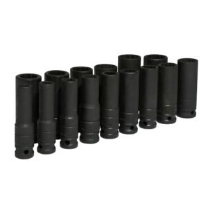 74203 JUEGO DE DADOS LARGOS DE IMPACTO CUADRO DE 1/2", 12 PUNTAS, MÉTRICOS, 15 PIEZAS URREA
