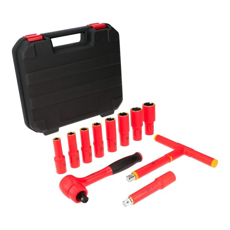 5400MVI JUEGO DE DADOS Y ACCESORIOS CUADRO DE 1/2" MÉTRICOS PARA 1000 V, CAJA PLÁSTICA, 11 PIEZAS URREA