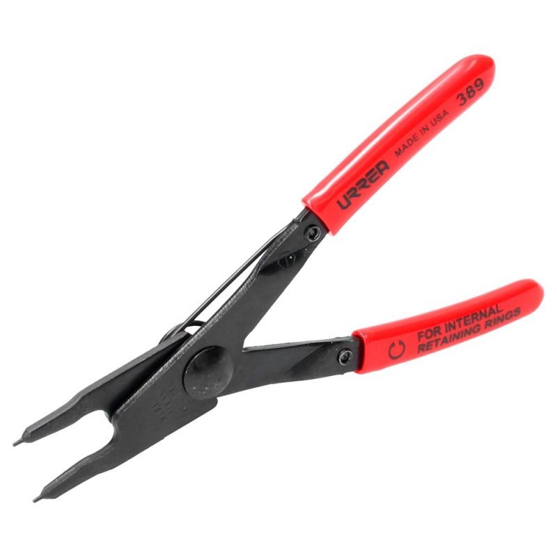 389 PINZA PARA ANILLOS DE RETENCIÓN CON MANGO RUBBER GRIP FIJAS TIPO INTERNO ÁNGULO DE 0° URREA